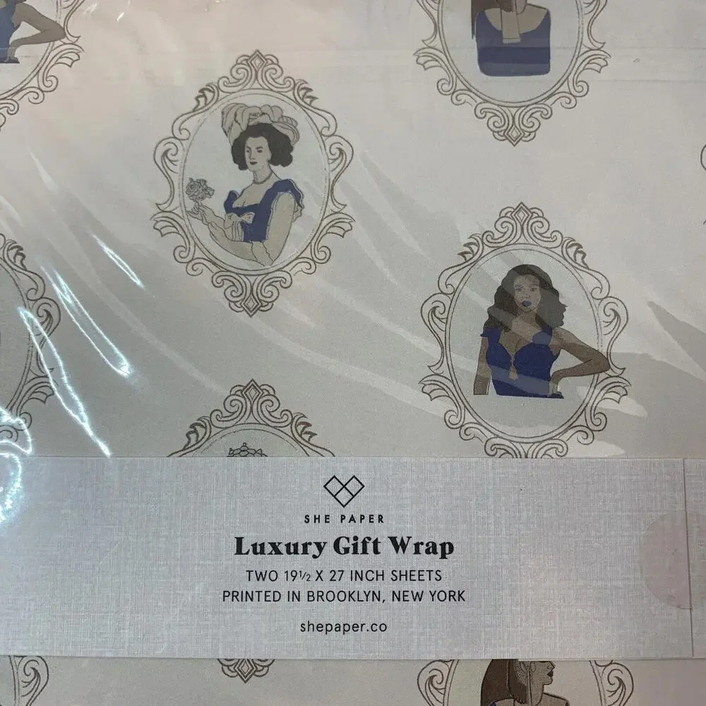 She Paper Luxury Gift Wrap Yas Queen Royal Portraits 2‎ Sheets 19.5x27 Brooklyn